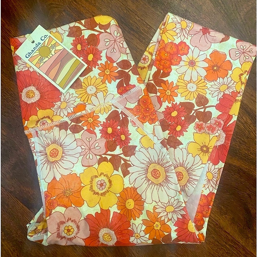 Ghanda Floral Leggings - Red, Orange, Yellow, Pink